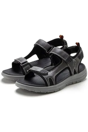 AUTHENTIC LE JOGGER Sommerschuh Trekkingsandale Sandale, Freizeitschuh, Herrensandale mit Klettverschlüssen VEGAN schwarz 46 EU