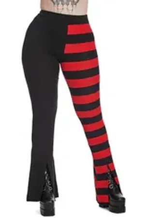 Banned Retro Schlaghose Asymmetrical Allure Gestreift Hose Flares rot M