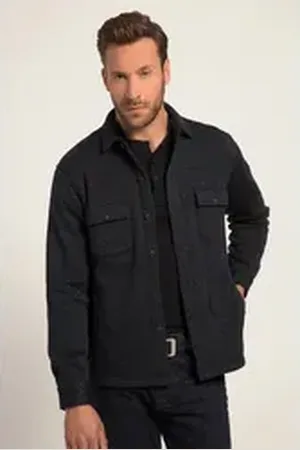 JP 1880 Businesshemd Hemd Overshirt Outdoor Langarm Strickfleece blau 4XL