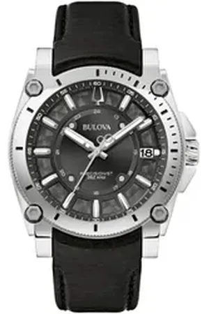 BULOVA Quarzuhr 96B416, Armbanduhr, Herrenuhr, Lederarmband, Saphirglas, Datum schwarz