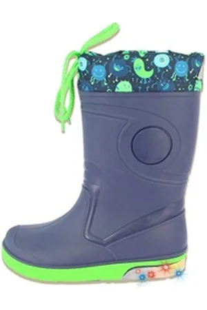 Beck Regenstiefel mit Blinkersohle Blinking Flummies mit Warmfutter Gummistiefel (für Jungen, kuscheliges Warmfutter, für warme Füße bei Nässe und Kälte) wasserdicht, schmale Passform blau 34-35 EU