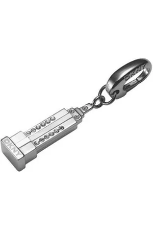 DKNY Charm-Einhänger Anhänger, aus Edelstahl, Silber, Karabiner, mit Zirkonia, 2,2cm lang silberfarben