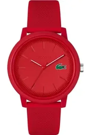 Lacoste Quarzuhr .12.12 2011173, Armbanduhr, Herrenuhr, Mineralglas, Silikonarmband rot