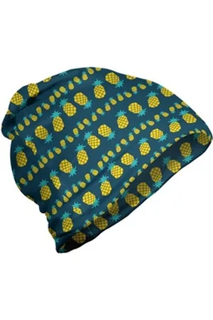 Abakuhaus Beanie Wandern im Freien Hipster Ananas in Flat Style blau|gelb