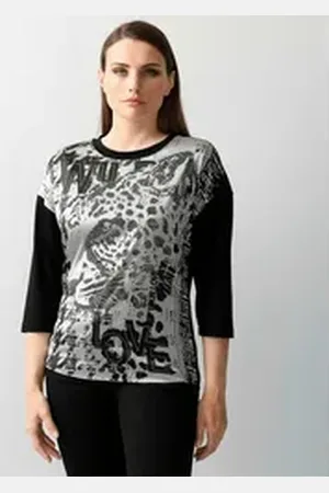 ALBA MODA 3/4-Arm-Shirt Shirt mit platziertem Druck schwarz 34