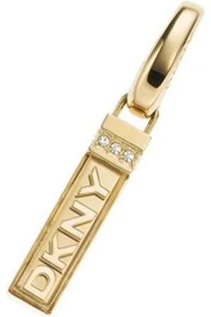 DKNY Charm-Einhänger Anhänger, aus Edelstahl, Gold, mit Karabiner, Zirkonia goldfarben