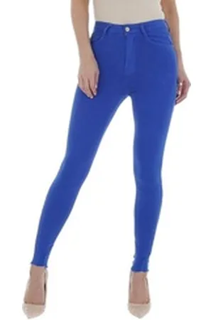 Ital-Design Skinny-fit-Jeans Damen Freizeit Used-Look Stretch High Waist Jeans in Blau blau S/36