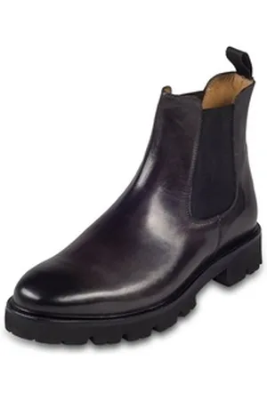 Brecos Herren Chelsea Stiefelette dunkelgrau, ultraleichte Gummi-Profilsohle Chelseaboots Handgefertigt in Italien 44 EU