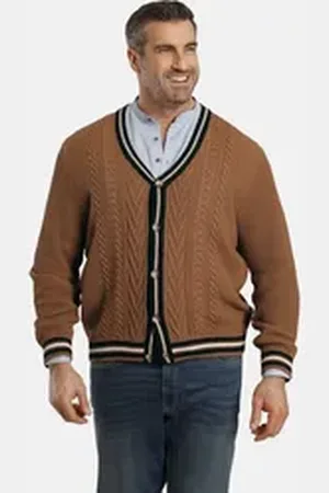 Charles Colby Cardigan DUKE STARKS +Fit Kollektion, strukturiert braun 4XL (68/70)