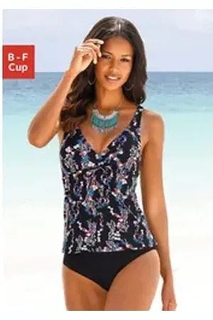 Petite Fleur Bügel-Tankini mit floralem Print schwarz 44