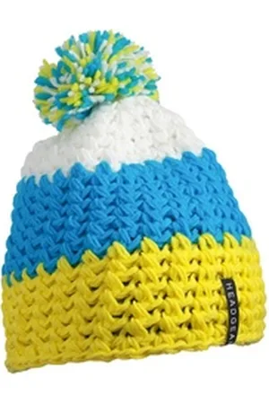 Myrtle Beach Bommelmütze Unisex Winter Mütze Wintermütze - Häkelmütze Fleeceband innen gelb