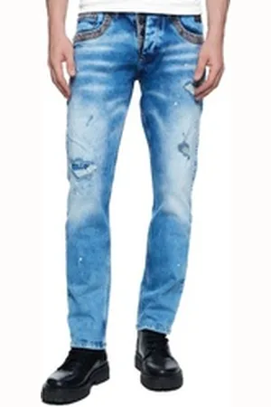 Rusty Neal Straight-Jeans YOKOTE mit farblich abgesetzten Details blau 34