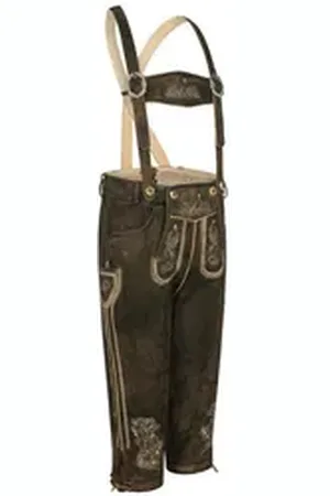 Nübler Trachtenlederhose Lederhose Kniebund Theobald Leo in Dunkelbraun von 94