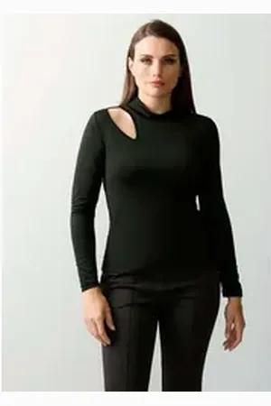 ALBA MODA Langarmshirt Shirt mit Cut-Outs schwarz 42