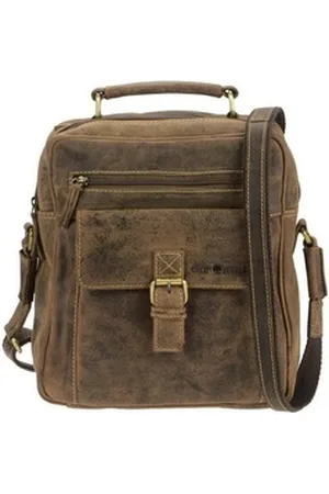 Greenburry Umhängetasche "Vintage" Leder, used Look, Schultertasche, Herrentasche, 25x27cm braun