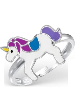 Bungsa Fingerring Ring Einhorn Bunt aus 925 Silber Kinder (Ring, 1-tlg), Mädchen Jungen bunt