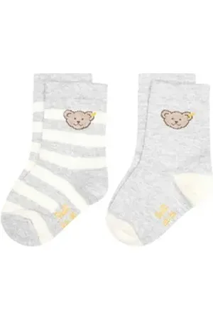 Steiff Freizeitsocken Kinder Unisex Socken, 2er Pack - Bio-Baumwolle grau 27-30