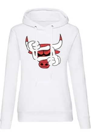 Blondie & Brownie Hoodie Damen Bulls Eye Auge Stier Bullen Sport mit Kapuze weiß XS