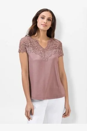 Alessa W Witt T-Shirt Spitzenshirt rosa 36