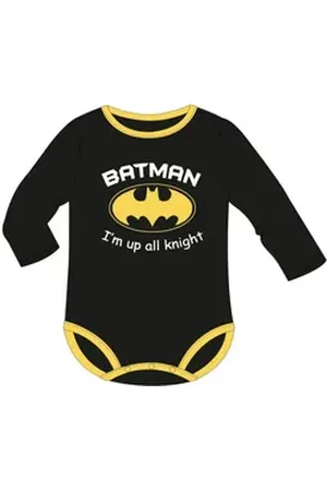 Batman Langarmwickelbody Langarm-Body für Jungen in Schwarz, Größe 68-92 mit niedlichem Frontprint schwarz 68