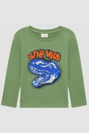 QS by s.Oliver Langarmshirt Longsleeve mit Wendepailletten Pailletten 104/110