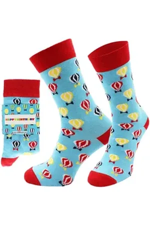 Chili Lifestyle Freizeitsocken HAPPY Lustige Socken mit Spruch Banderole als Geschenksocken (Paar, 1-Paar, Mit Spruchbanderole) Weichbund ohne Gummidruck blau|gelb|rot 36-40