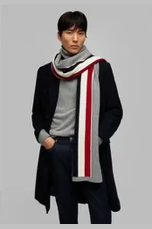 Daniel Hechter Wollschal Strickschal, im Streifen-Look grau