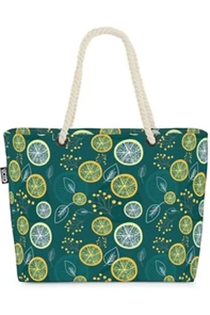 Void Watches VOID Strandtasche (1-tlg), Zitronenblätter Früchte Beach Bag Lemon Lime Zitrone Limette Vitamine bunt