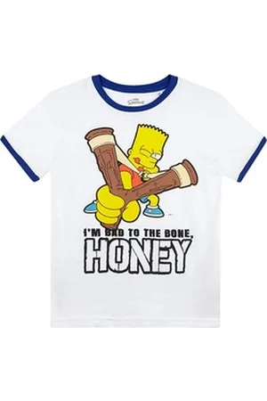 The Simpsons The Simpsons Print-Shirt THE SIMPSONS T-Shirt Kinder und Jugendliche Ringer Jungen und Mädchen Gr. 128 140 152 164 für 8 10 12 14 Jahre weiß 140