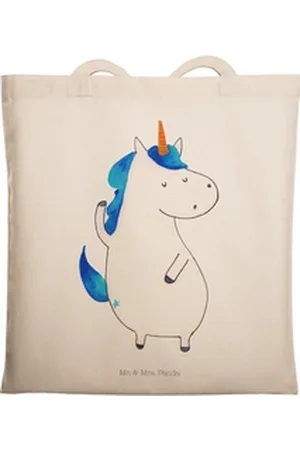 Mr. & Mrs. Panda Tragetasche Einhorn Mann - Transparent - Geschenk, Einhörner, Beuteltasche, Shopp (1-tlg), Lange Tragegriffe