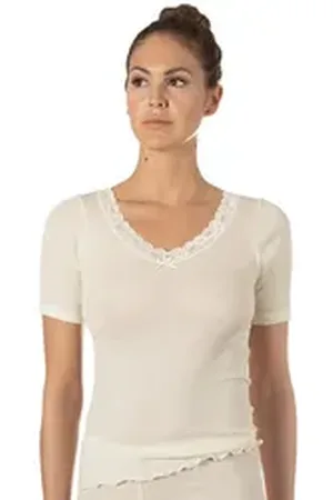 Nina Von C. Thermounterhemd Damen T-Shirt Wool Silk (Stück, 1-St) biologisch abbaubar beige 36