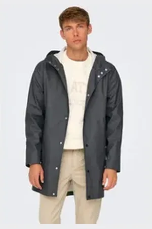 Only & Sons Regenmantel ONSLUCA RAIN COAT OTW grau S