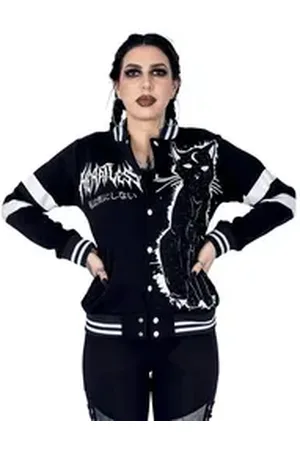 Heartless Collegejacke Moon Kitty Gothic Okkult Symbole Katze Moon Child schwarz L