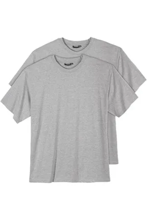 Adamo Rundhalsshirt 2er Pack T-Shirt hellgrau melange Übergröße grau 10XL