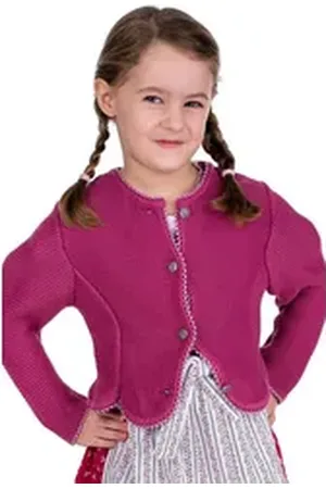 Isar Trachtenjacke Strickjacke Kinder - ELEGANTINE - himbeer, kiwi 140
