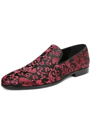 Allthemen Loafer Herren Mokassin Pennyloafer mit elegantem Jacquard rot 42 EU