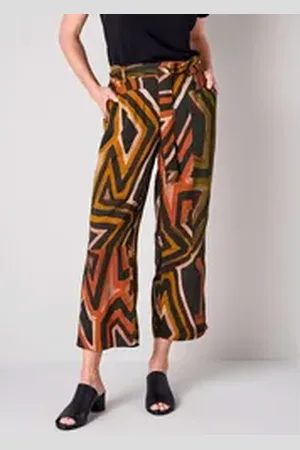 ALBA MODA Schlupfhose Culotte mit Ethno-Druckdessin schwarz 44