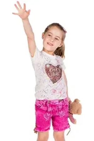 hangOwear Lederhose Trachtenjeans Kinder - COLOR KIDS - pink 110/116