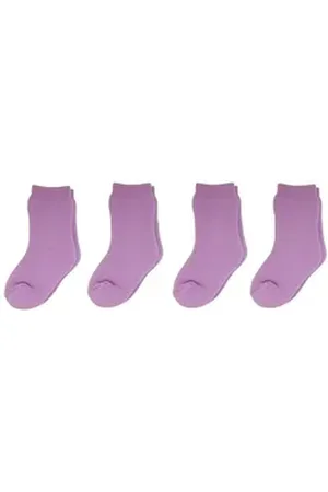 Yalion Kurzsocken ® weiche Kinder Socken mit halbplüsch 4er Pack Elastisch lila EU 17/18