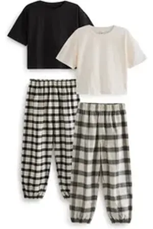 Next Pyjama Karierte Pyjamas aus Webstoff im 2er-Pack (4 tlg) schwarz 122 (7 J.)