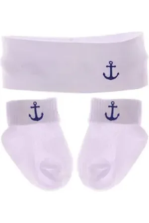 La Bortini Socken Socken und Stirnband Baby Set in Weiß mit Anker weich, elastisch, 44 50 56 62 68 74 80 86 92 98 weiß 6-9Mon