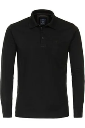 Redmond Langarm-Poloshirt schwarz 4XL