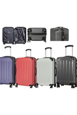MONOPOL® Hartschalen-Trolley Hartschalen-Trolley Koffer Hartschalenkoffer Trolley 4-Rollen, gefütterter Innenraum/Zahlenschloss/4 Doppellräder silberfarben