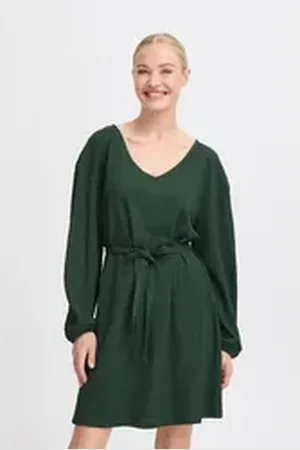 B YOUNG Midikleid BYPERILLA kniefreies Kleid mit Bindeband grün XL
