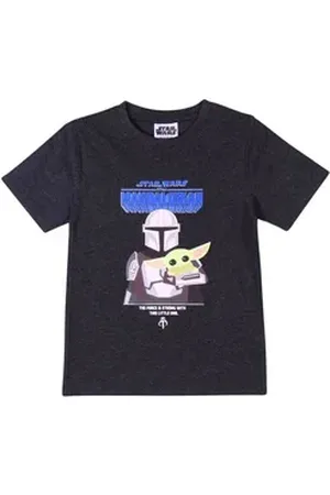 STAR WARS T-Shirt THE MANDALORIAN Jungen Kurzarmshirt Gr. 104- 158 cm blau|grau 104 cm