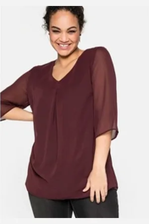 Sheego Tunika Große Größen im Lagenlook, mit Chiffon rot 44