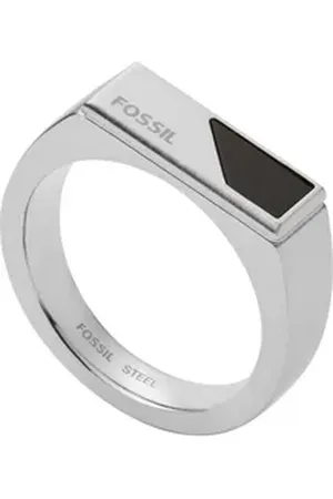 Fossil Fingerring Herren-Herrenring Edelstahl Onyx, Onyx silberfarben 63