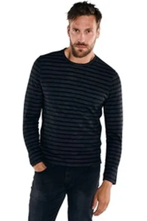 EMILIO ADANI Langarmshirt Langarm-Shirt gestreift schwarz L