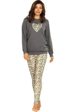 Comtessa Pyjama Damen-Schlafanzug gemustert: Leggings grau 50
