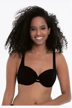 Anita Rosa Faia Bügel-Bandeau-Bikini-Top Hermine, mit schöner Raffung und Zierring vorn schwarz 42